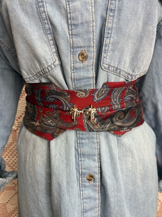Accessories - Upcycled Silk Tie Belt | Boho Paisley Waist Belt | Artisan Made